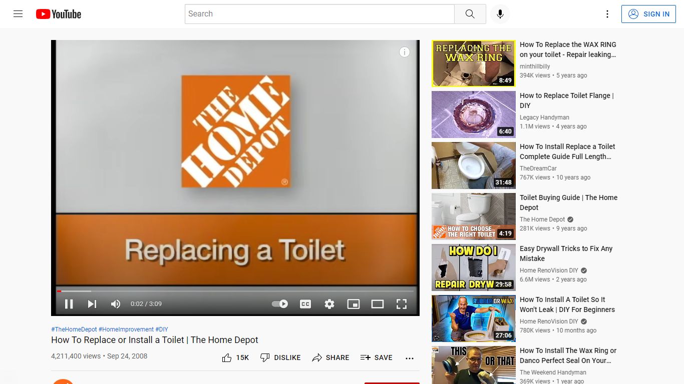 How To Replace or Install a Toilet | The Home Depot - YouTube